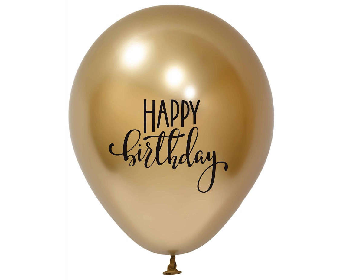 Happy Birthday balloons, platinum, 12"/ 5 pcs